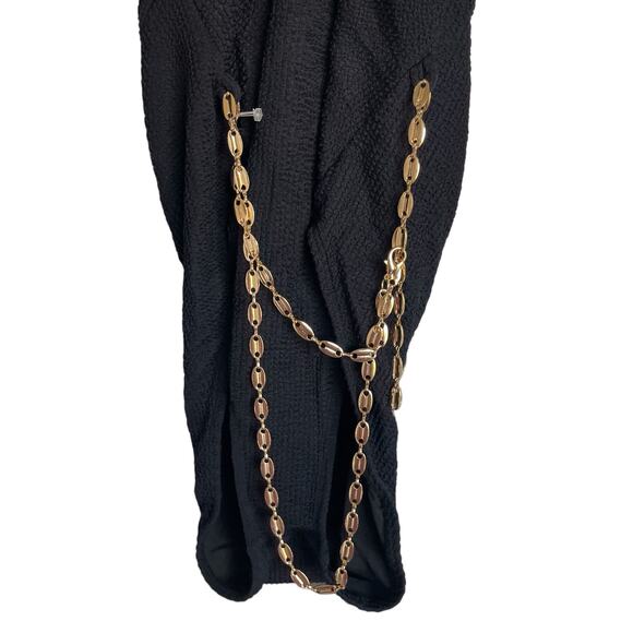 River Island Textured Chain Black One Piece Swimsuit Size 12 - Picture 4 of 8